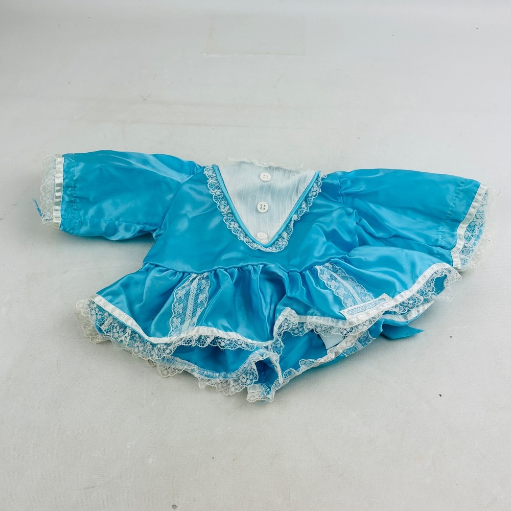 Cabbage Patch Kids Doll Dress Blue Satin White Lace Long Sleeve Coleco Vintage